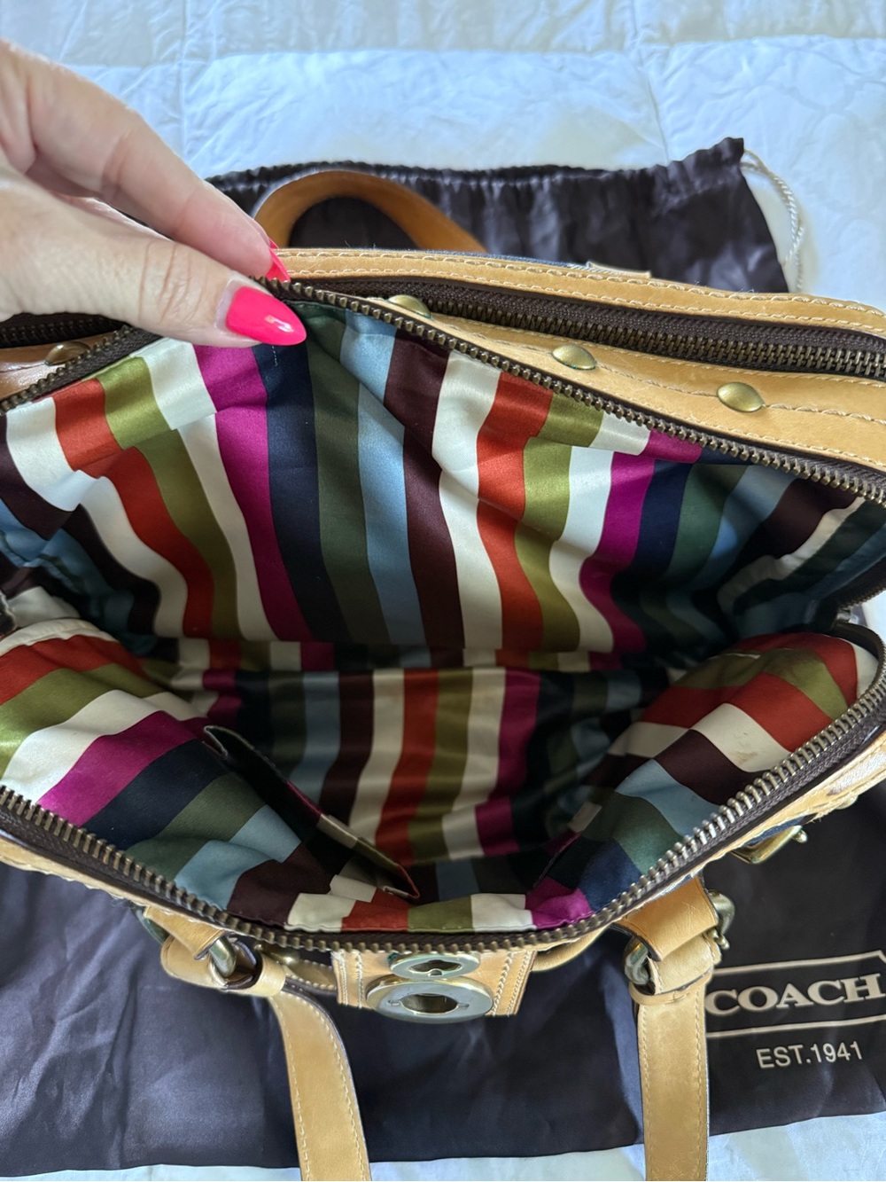 Vintage Coach Lily Legacy Signature Denim Satchel w/ Vachetta Leather Trim - Picture 7 of 11